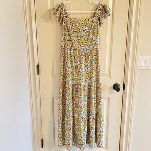 Floral Ruffle Sleeve Maxi Dress